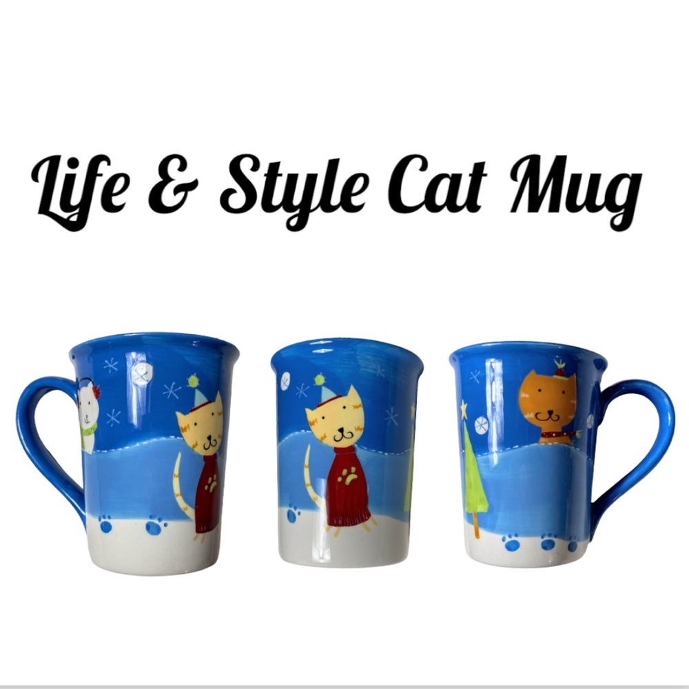 Sonoma Life & Style From Home Blue Cat Christmas Mug
